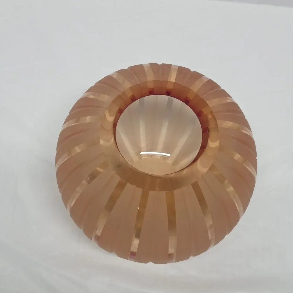 Vintage Waterford Evolution Blush Amber Striped Round Vase 5.25